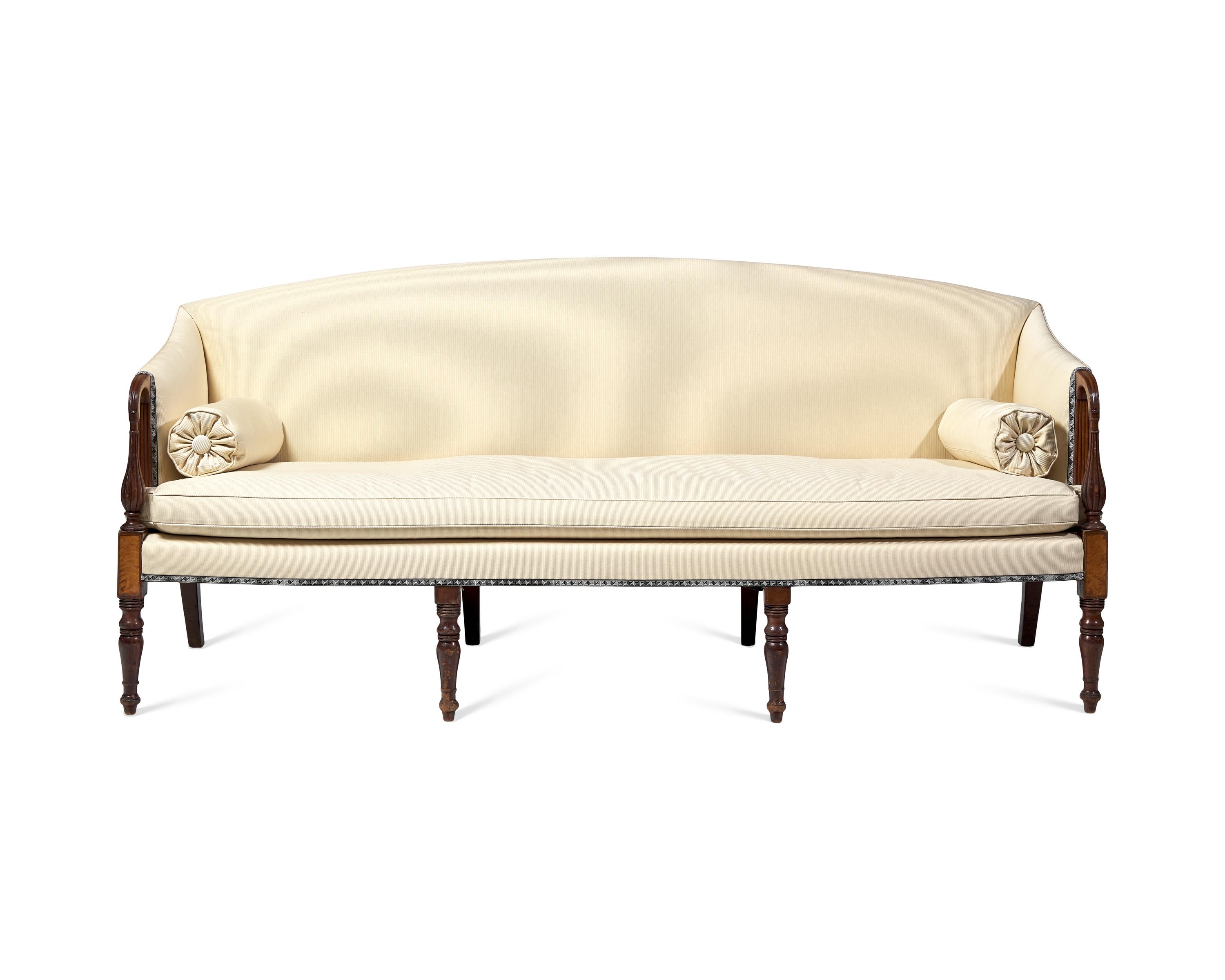 A Federal Inlaid Mahogany And Burl Maple Sofa