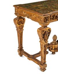A Louis XIV Style Giltwood Painted-Top Table