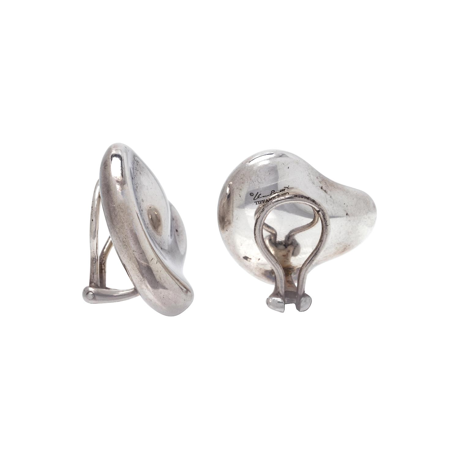 TIFFANY & CO., ELSA PERETTI, STERLING SILVER 'FULL HEART' EARCLIPS