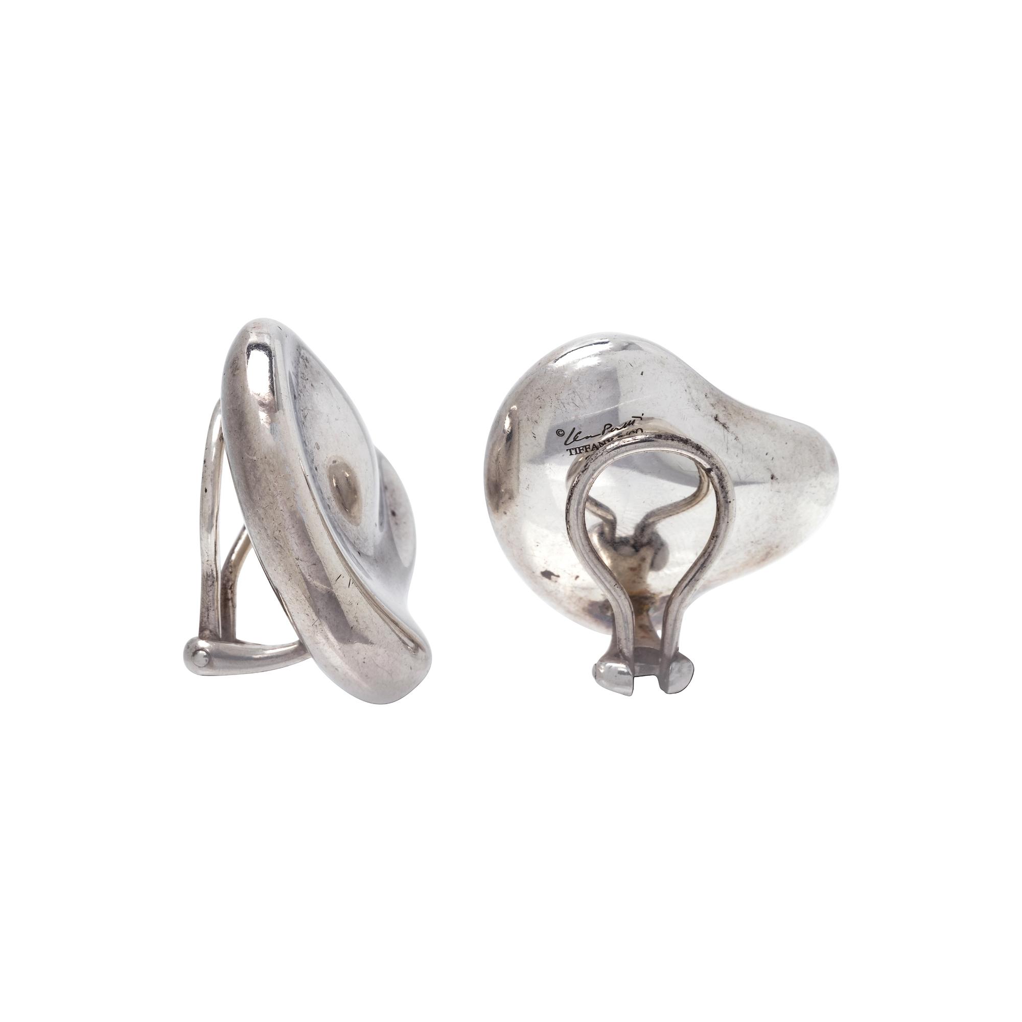 TIFFANY & CO., ELSA PERETTI, STERLING SILVER 'FULL HEART' EARCLIPS