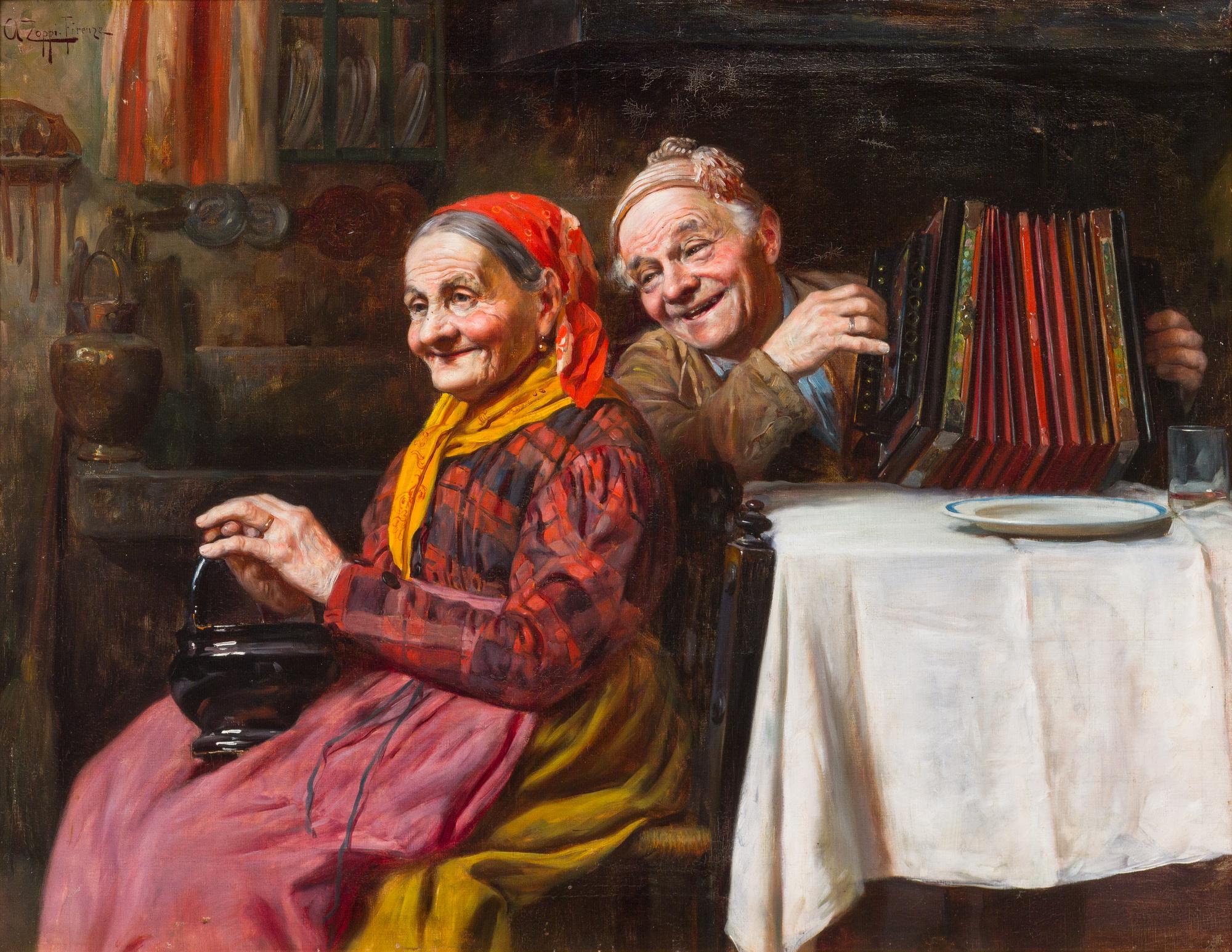 Antonio Zoppi, (Italian, 1860-1926), Nonna y la Fisarmonica