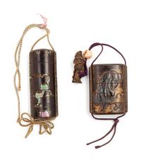 Two Japanese Lacquer Four-Tier Inros