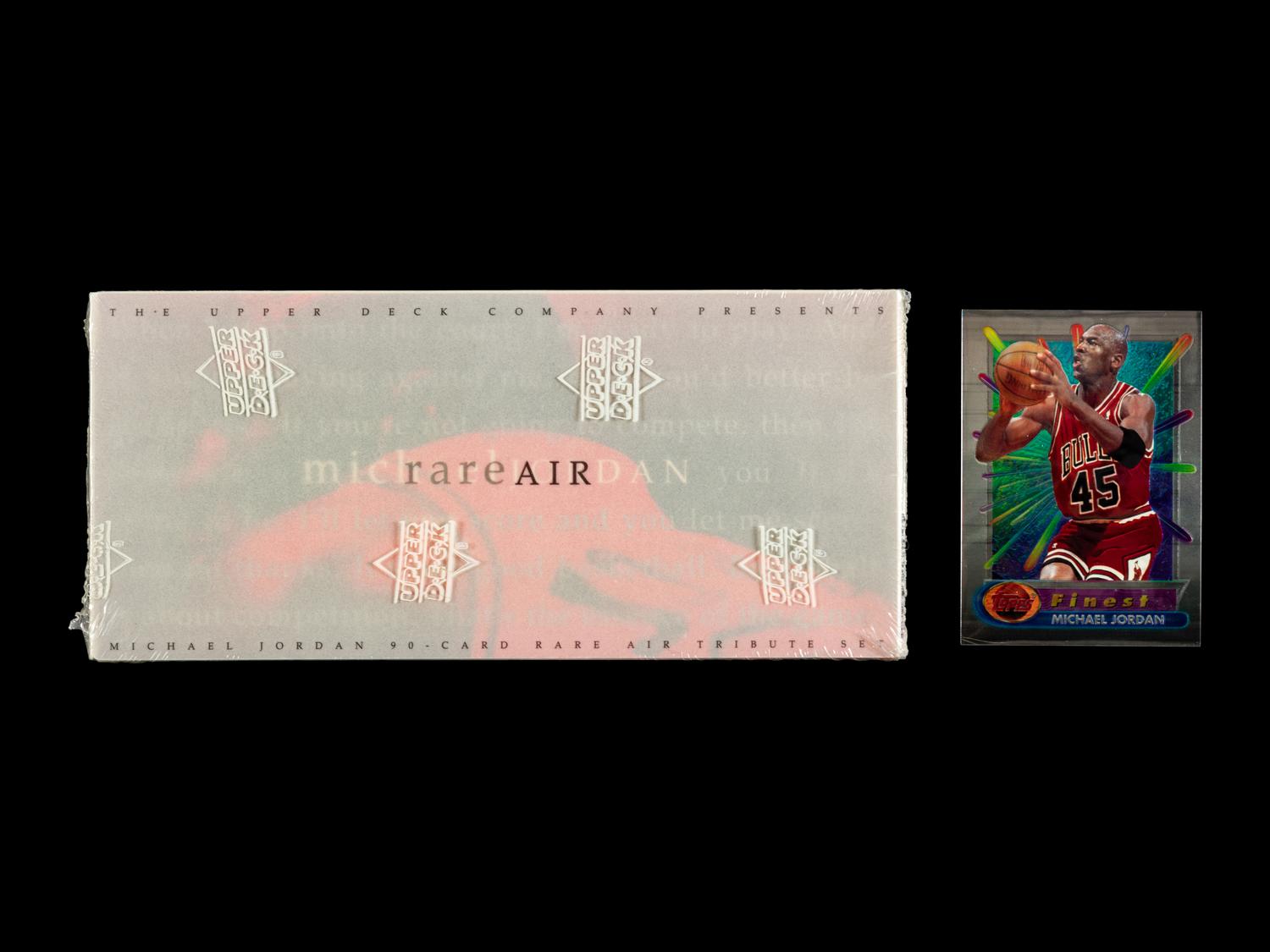 A Group of 1990s Michael Jordan Basketball Cards (Including 1994-95 Topps Finest and 1994 Upper Deck Rare Air Factory Set),