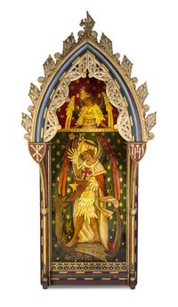 A Gothic Style Painted Altar Panel, BRITISH, 19TH CENTURY, Height 92 x width 41 3/4 inches. — BRITISH, 19TH CENTURY,