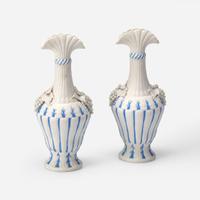 A pair of Parian blue and white porcelain vases Attributed to Bennington, VT, 1830-1870