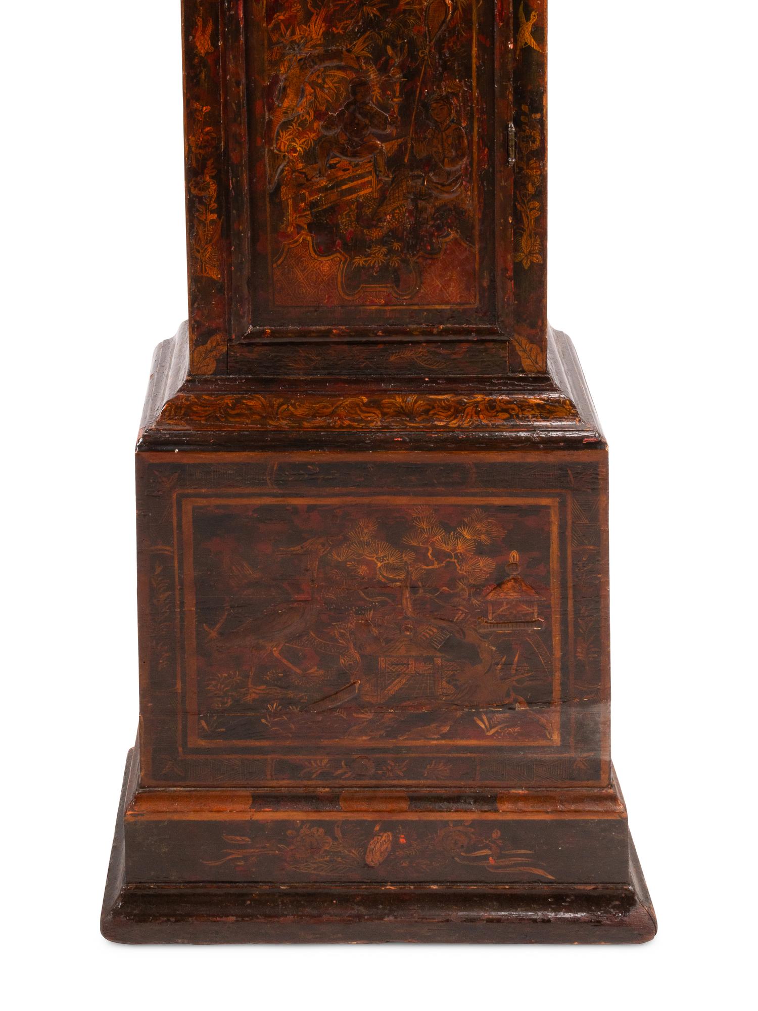 A George III Japanned Tall Case Clock