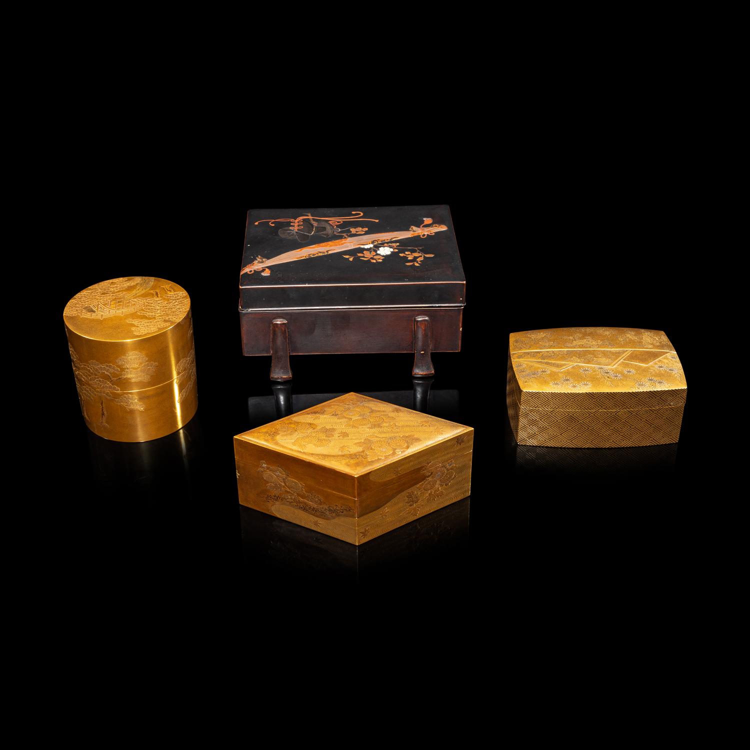 Four Japanese Lacquer Boxes and Cover, 19th-20th Century