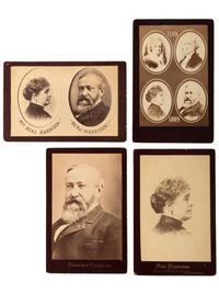 [HARRISON, Benjamin]. Memorial ribbon to Caroline Harrison, cabinet cards, and ephemera related to the family of Benjamin Harrison, comprising: