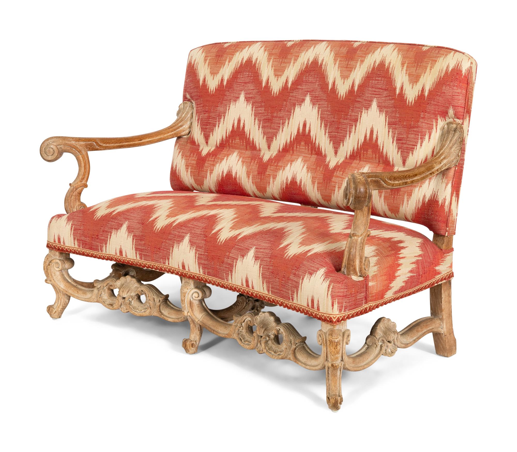A Louis XIV Style Cerused Oak Settee