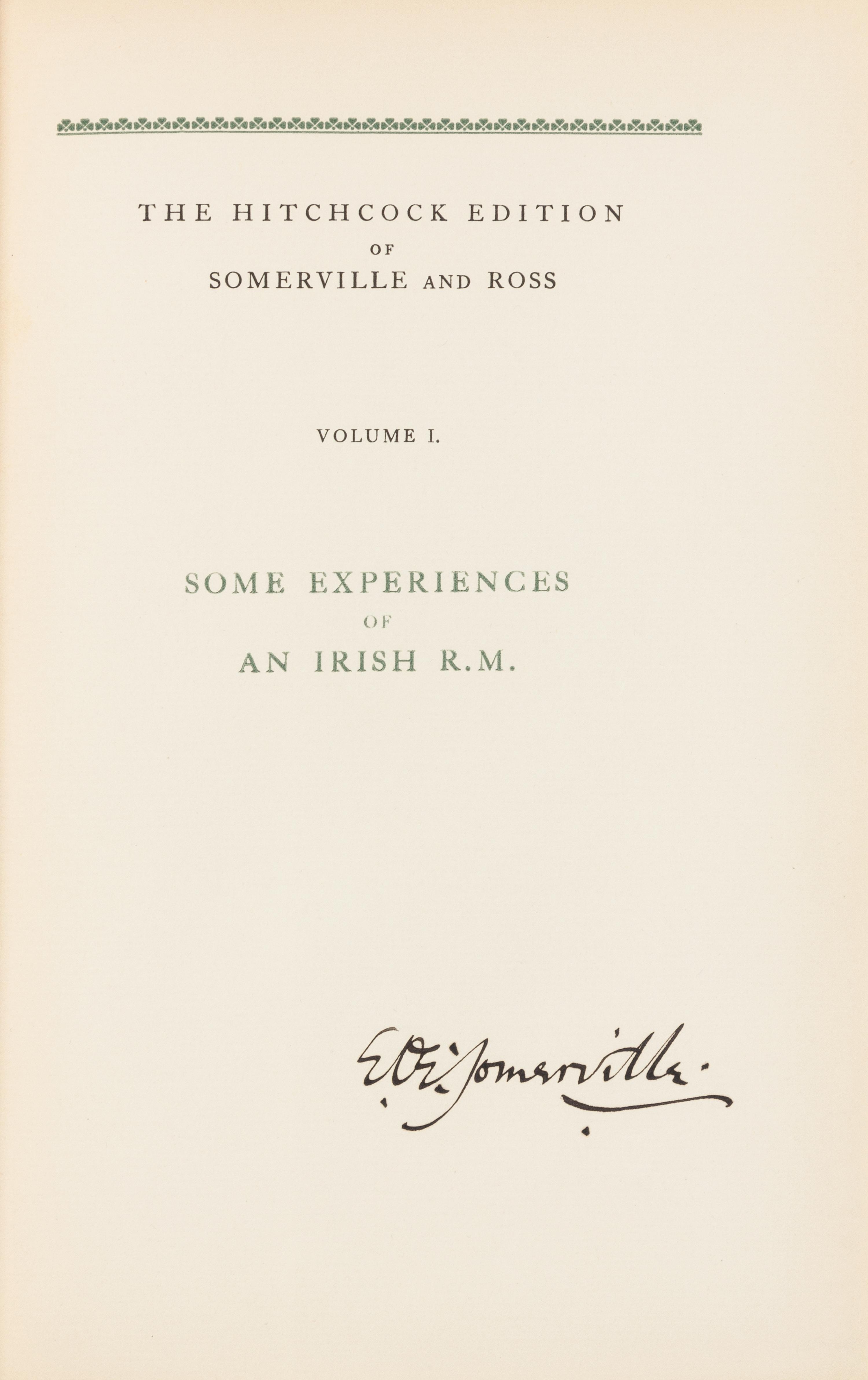 SOMERVILLE, Edith and Martin [Violet Florence] ROSS. Sporting Works New York: Privately Printed by The Derrydale Press, 1927.