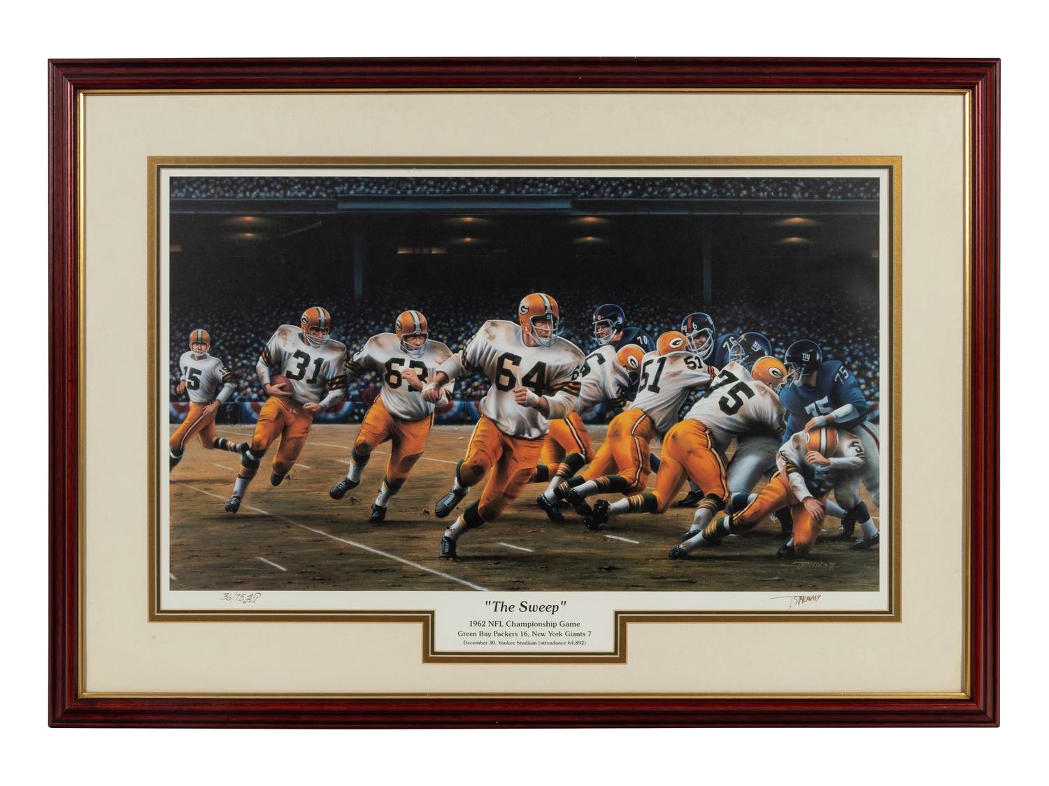 A Group of Five Photographs and Artwork Associated with the Green Bay Packers Formerly Displayed at Mike Ditka’s Restaurant