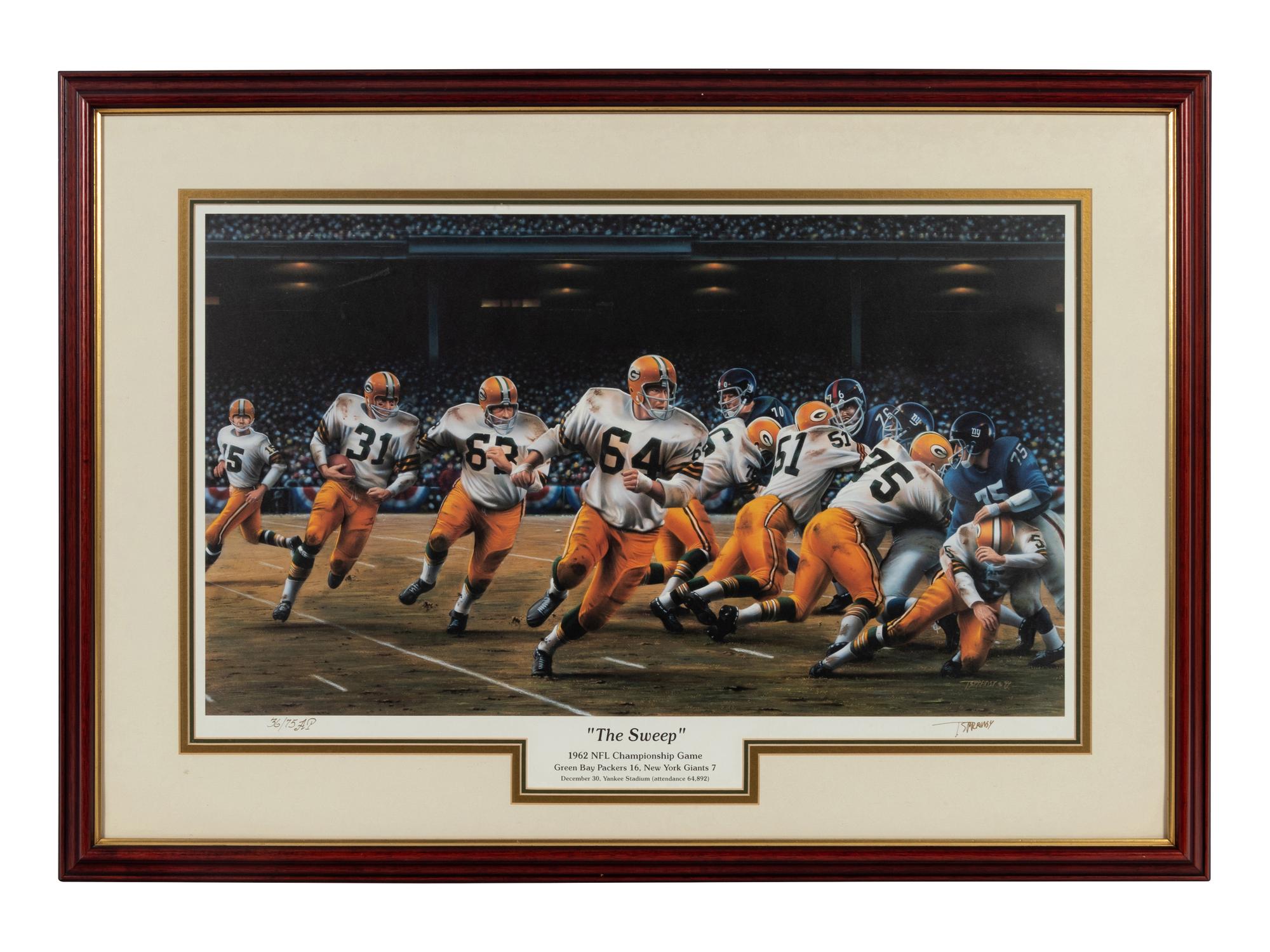 A Group of Five Photographs and Artwork Associated with the Green Bay Packers Formerly Displayed at Mike Ditka’s Restaurant