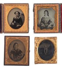 [EARLY PHOTOGRAPHY]. A group of 20 assorted portraits of women of varying ages, highlighted by half plate daguerreotype of two women, possibly sisters.