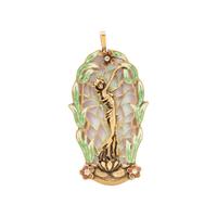 YELLOW GOLD, DIAMOND AND PLIQUE-A-JOUR PENDANT
