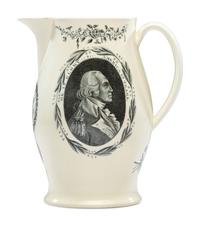 A Rare Liverpool Transfer-Printed Creamware 'Thomas Jefferson' Pitcher