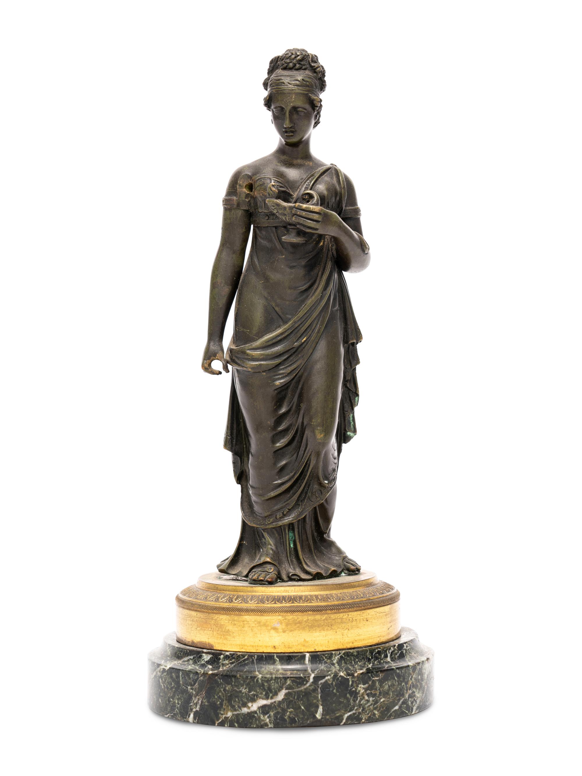 An Empire Patinated Bronze and Ormolu Figure of a Vestal Virgin