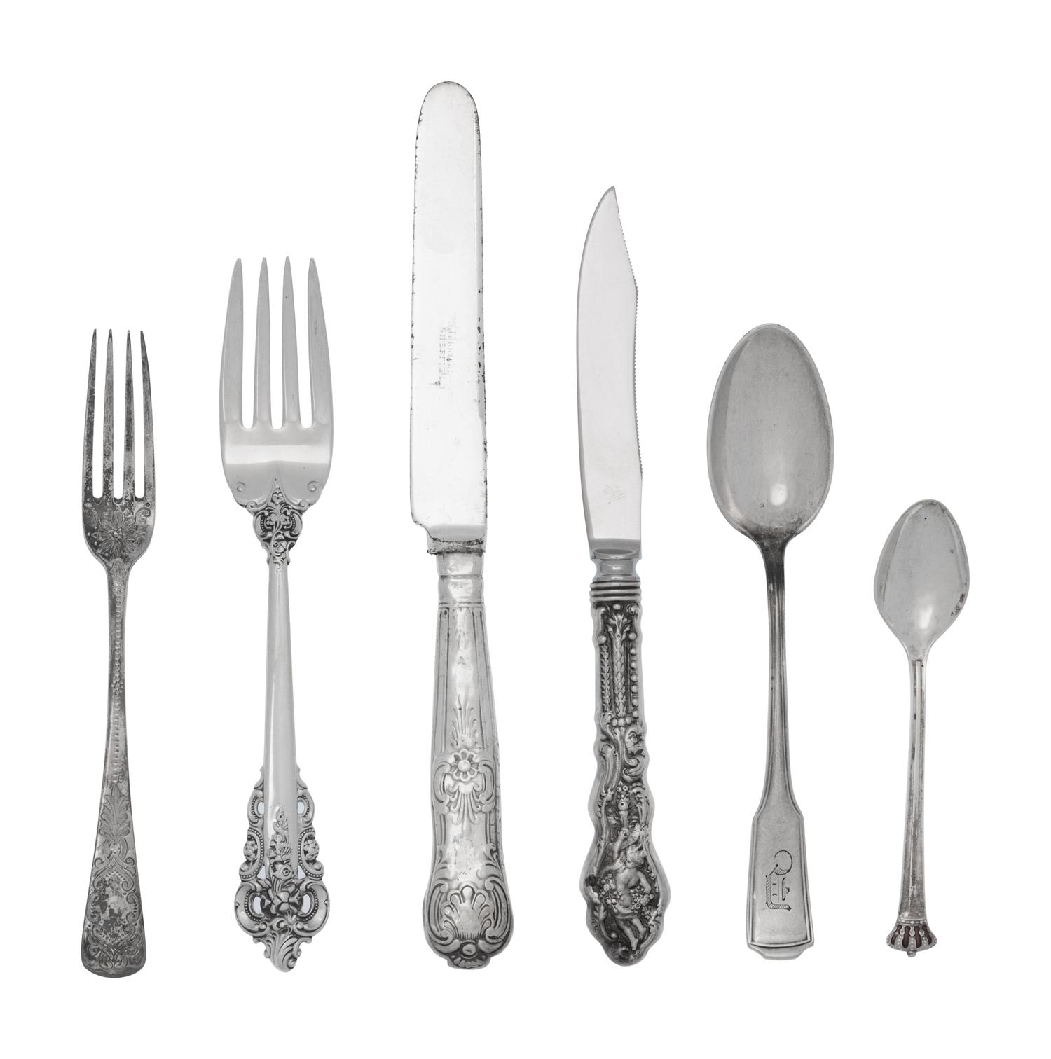 A Large Collection of Silver Flatware Articles