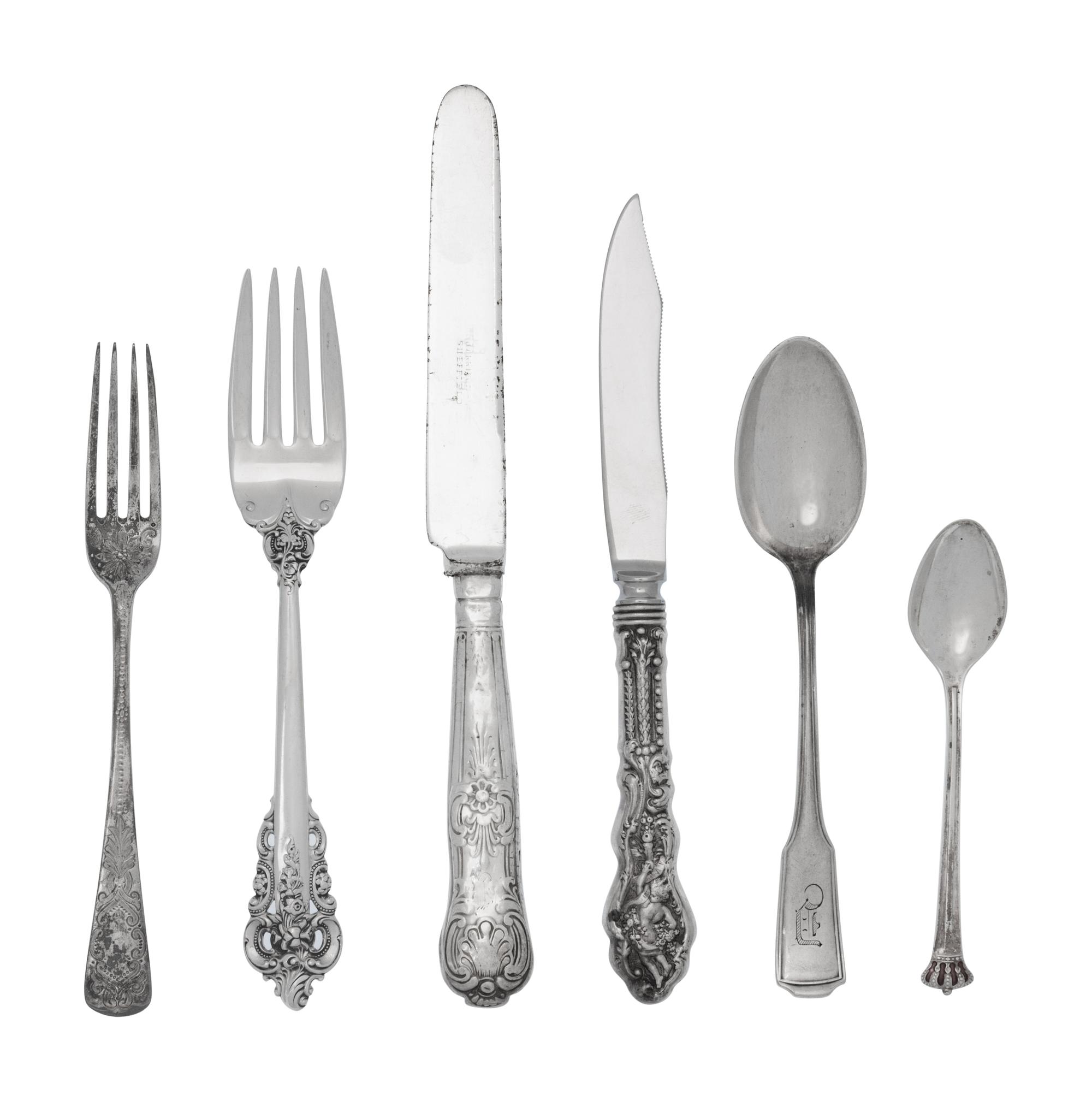 A Large Collection of Silver Flatware Articles