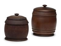 Two Treenware Lidded Jars