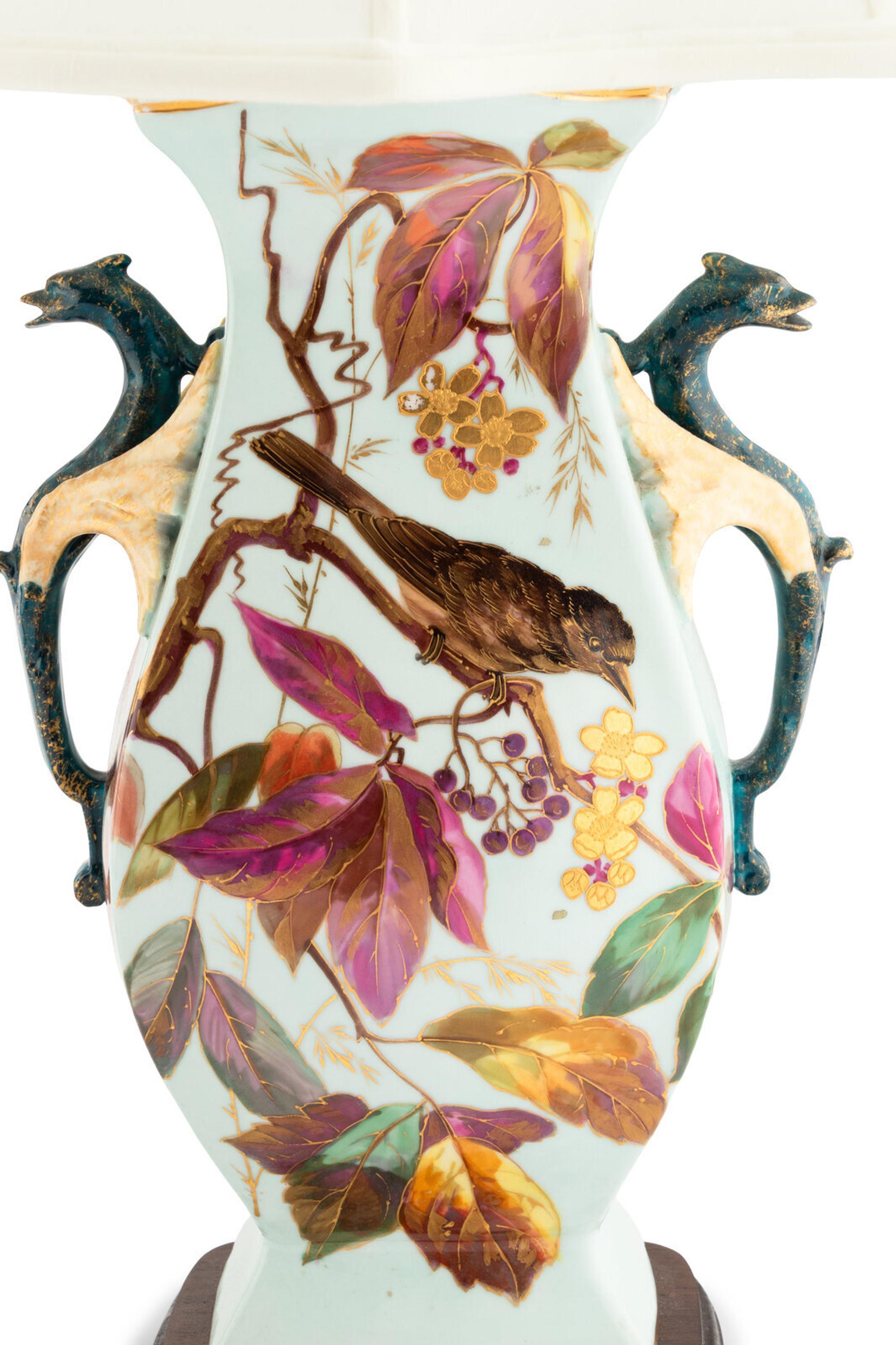 A Pair of Japonesque Porcelain Vases Mounted as Lamps