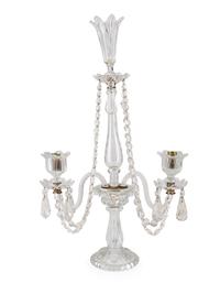 A Neoclassical Cut-Crystal Two-Light Candelabrum