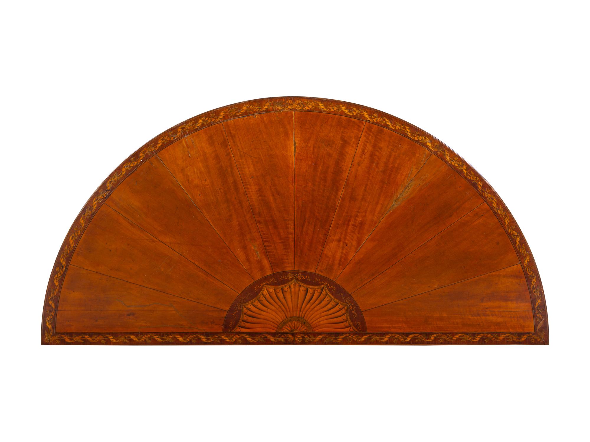 A George III Satinwood and Marquetry Demilune Serving Table