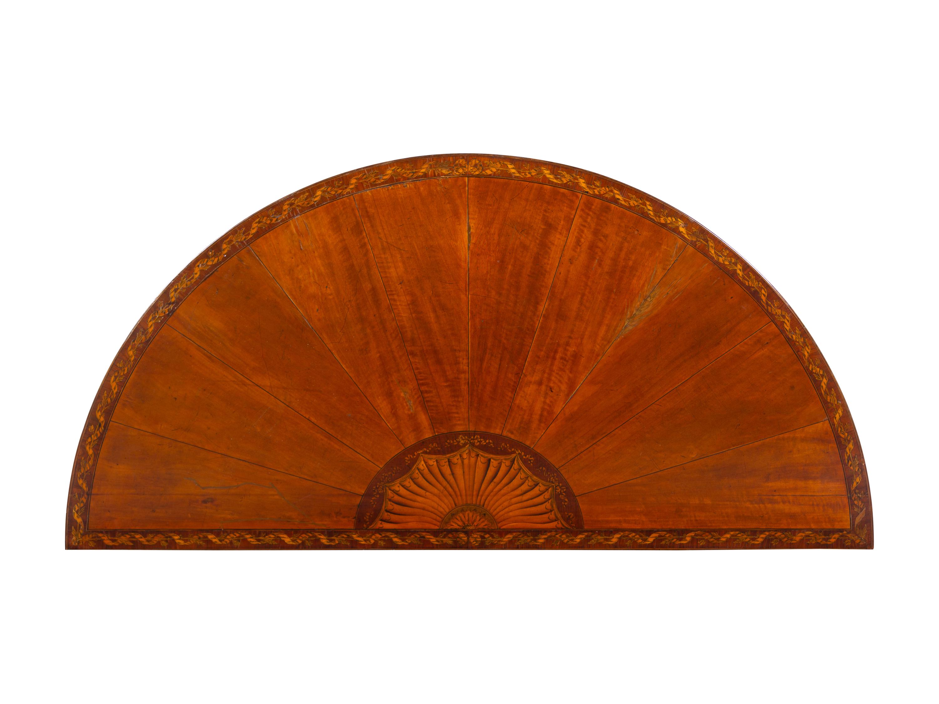 A George III Satinwood and Marquetry Demilune Serving Table