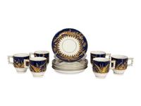 A Set of Six Burslem Porcelain Butterfly and Foliage Cups and Saucers — LATE 19TH CENTURY