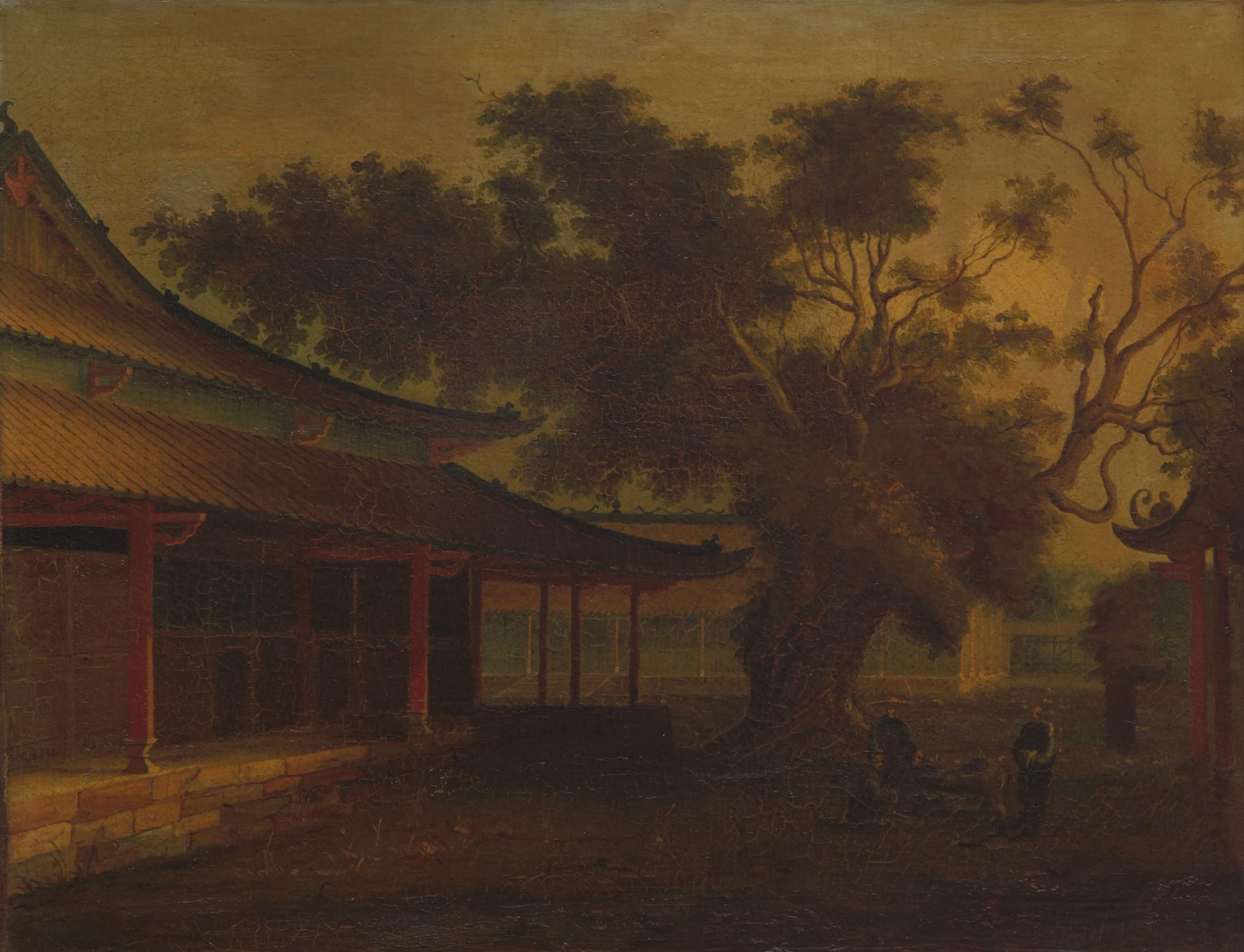Two Framed Chinese Export Paintings, 19th Century — 清晚期 外銷油畫兩幅