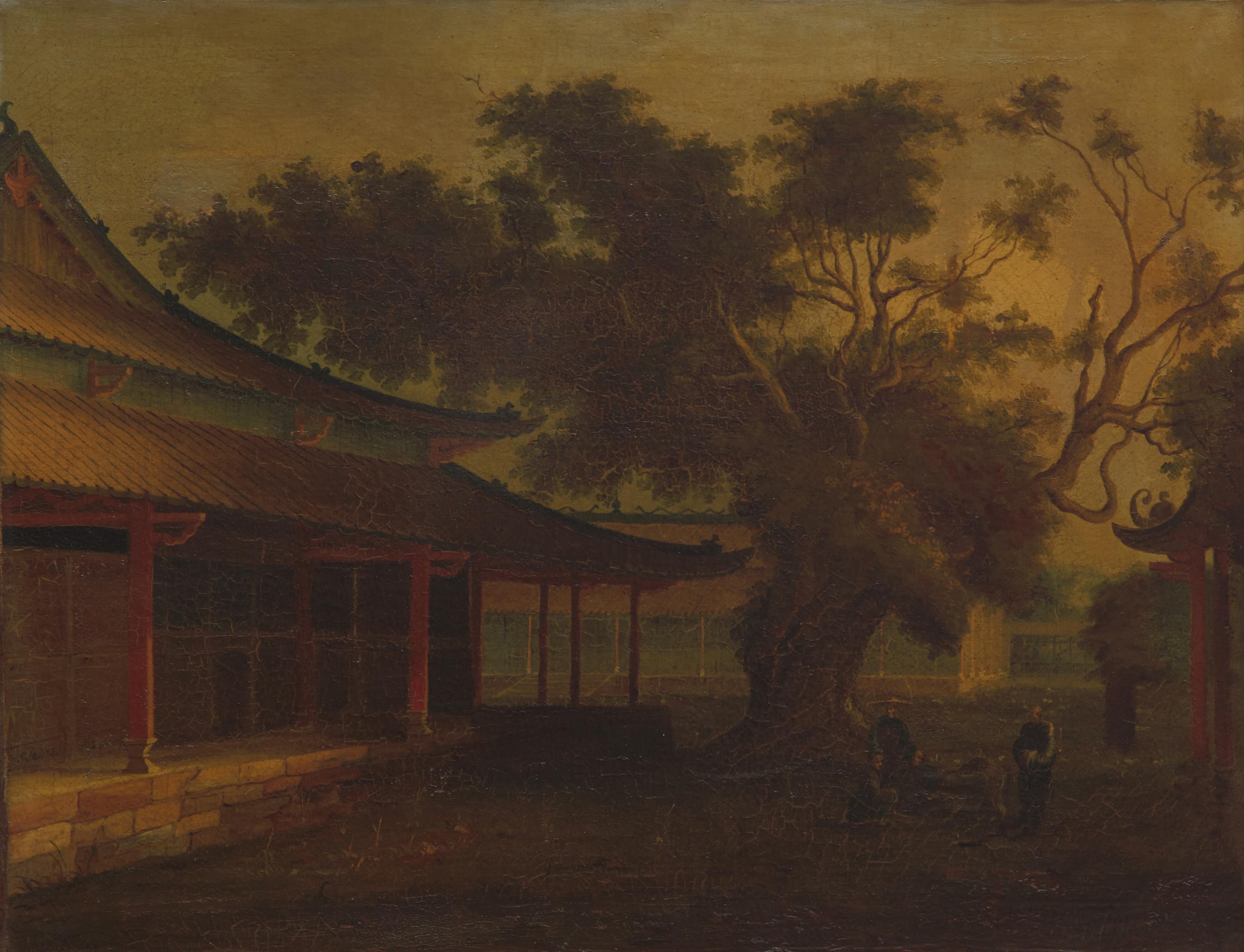 Two Framed Chinese Export Paintings, 19th Century — 清晚期 外銷油畫兩幅