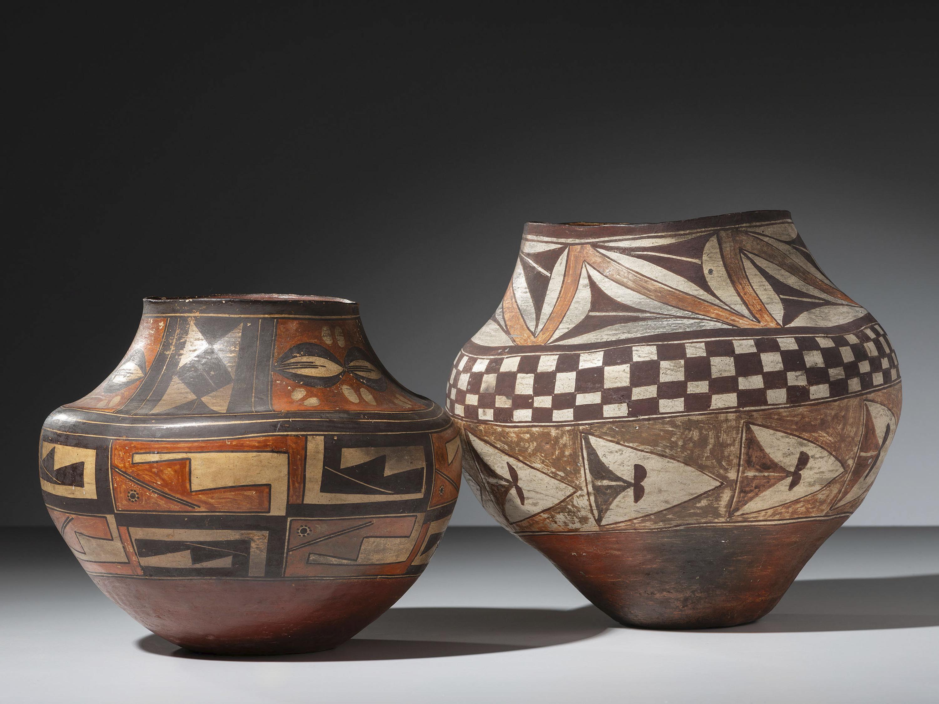 Acoma Polychrome Pottery Jars