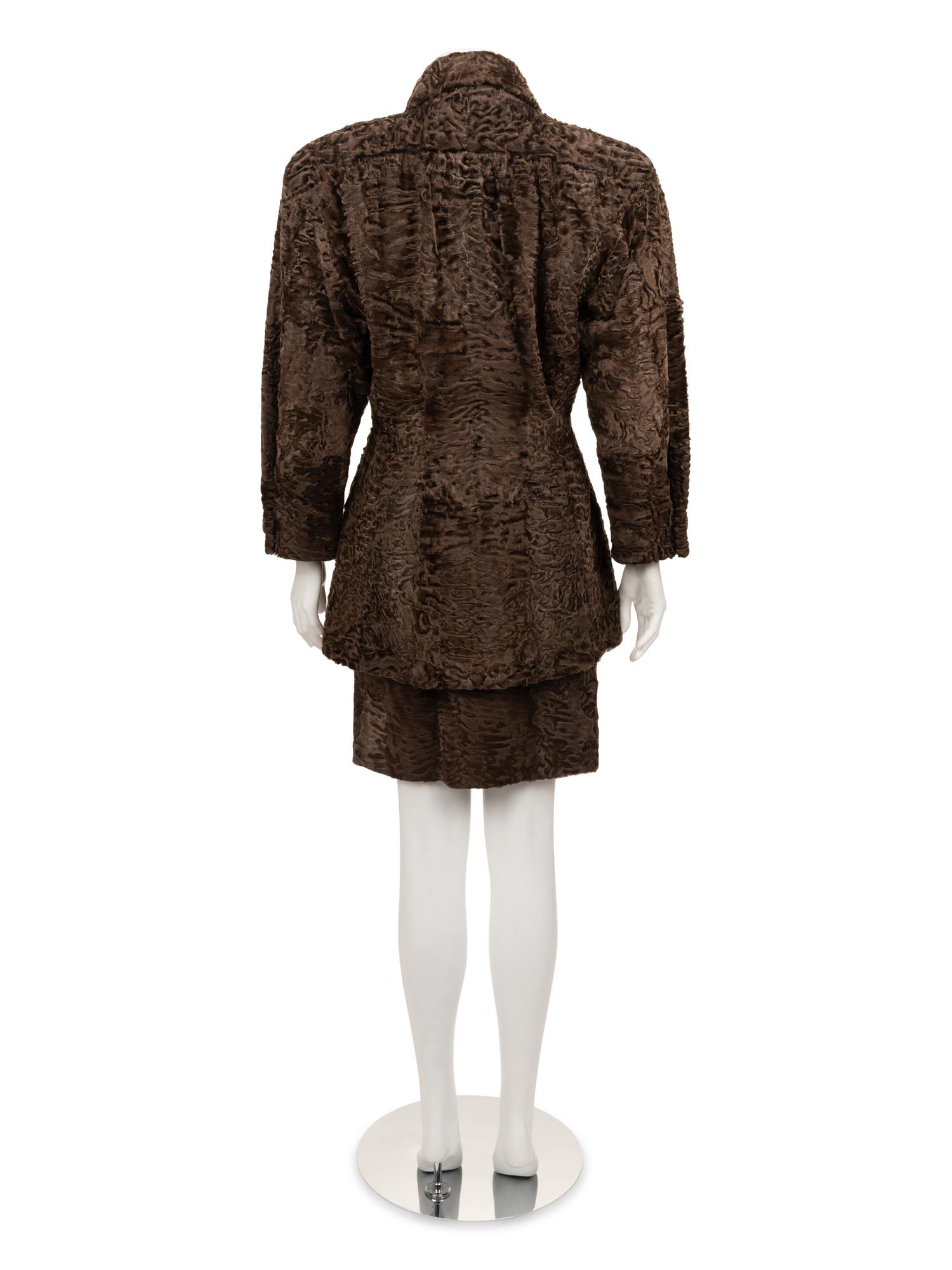 Galanos Lamb Fur Skirt Ensemble, 1980s