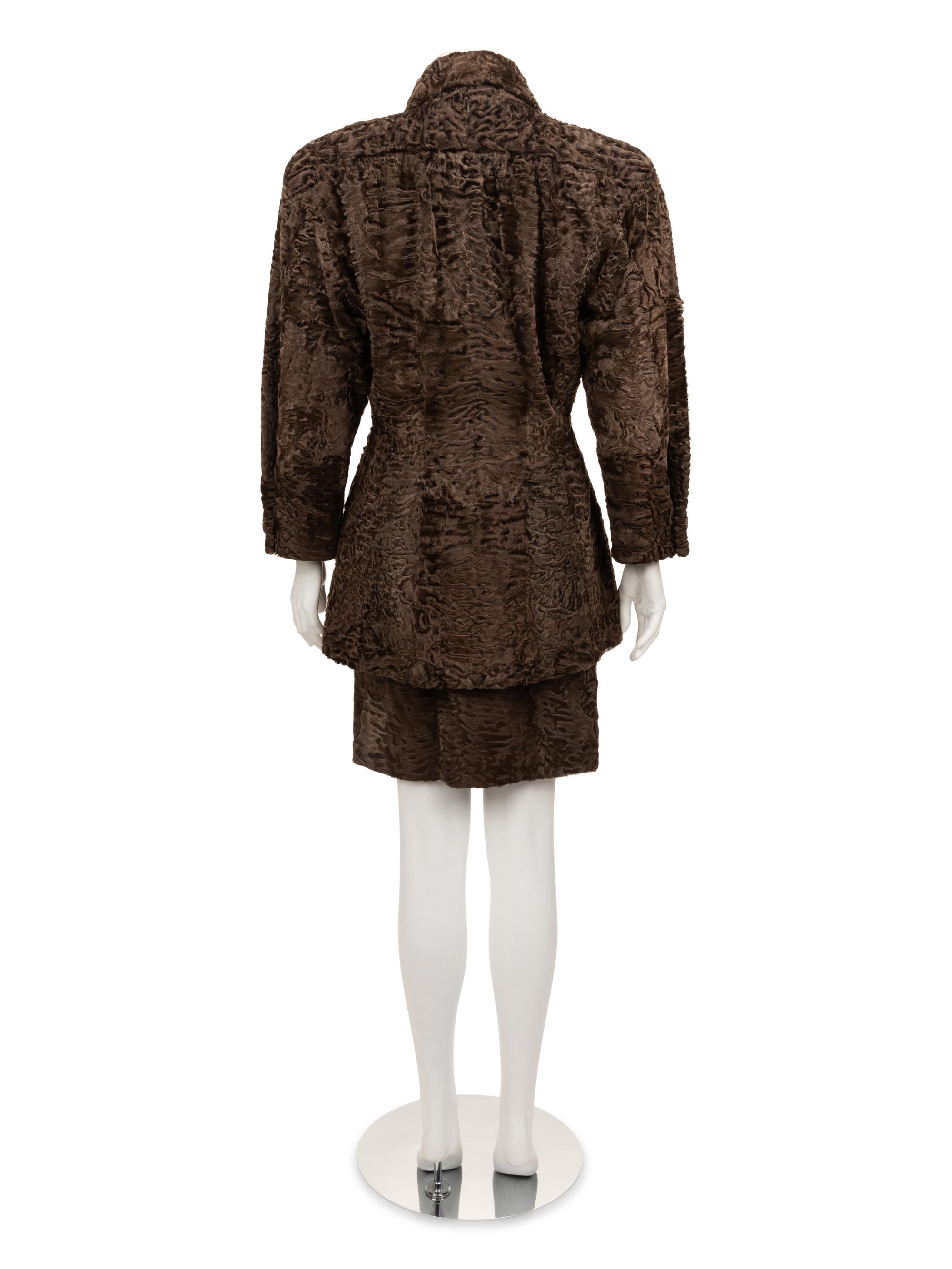 Galanos Lamb Fur Skirt Ensemble, 1980s