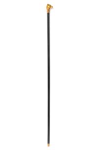 A Continental High-Karat Gold and Ruby-Inset Zoomorphic Walking Stick