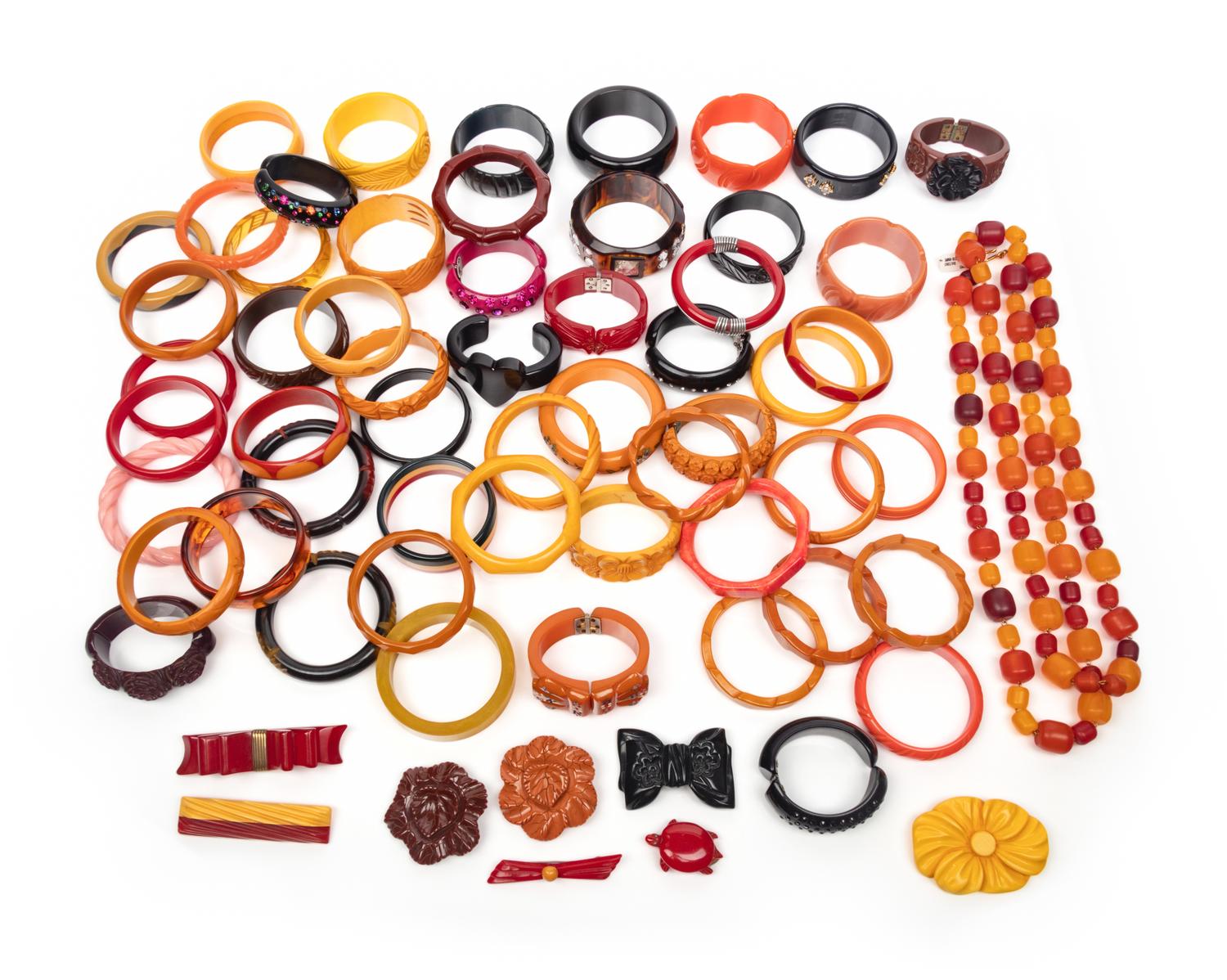Fifty-Six Pieces of Bakelite Jewelry
