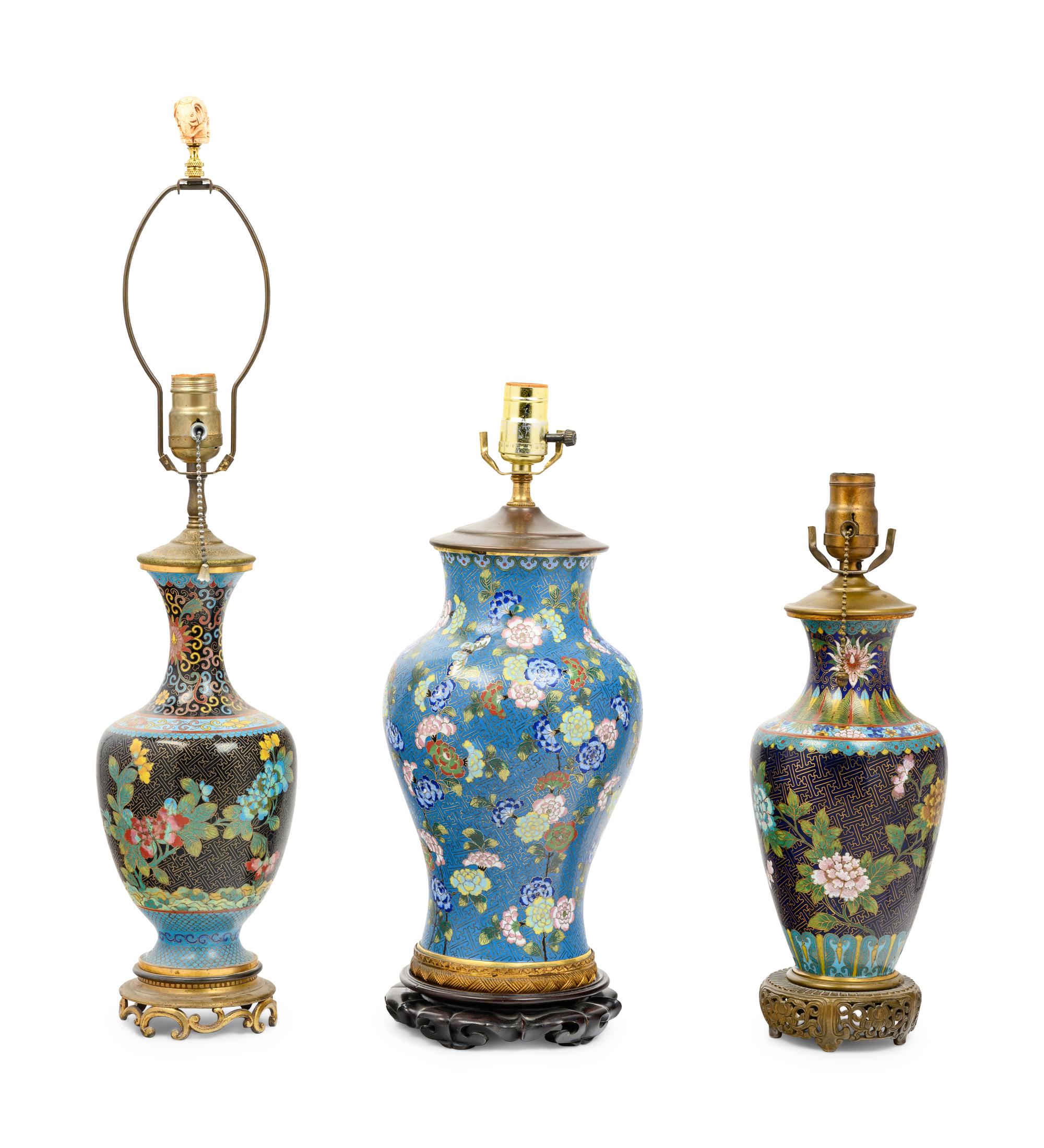Three Chinese Cloisonné Enameled Vases