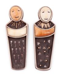 Sterling Silver Figural Post Earrings, Accented with 14k Gold