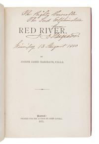HARGRAVE, Joseph James (1841-1894). Red River . Montreal: John Lovell for the Author, 1871.