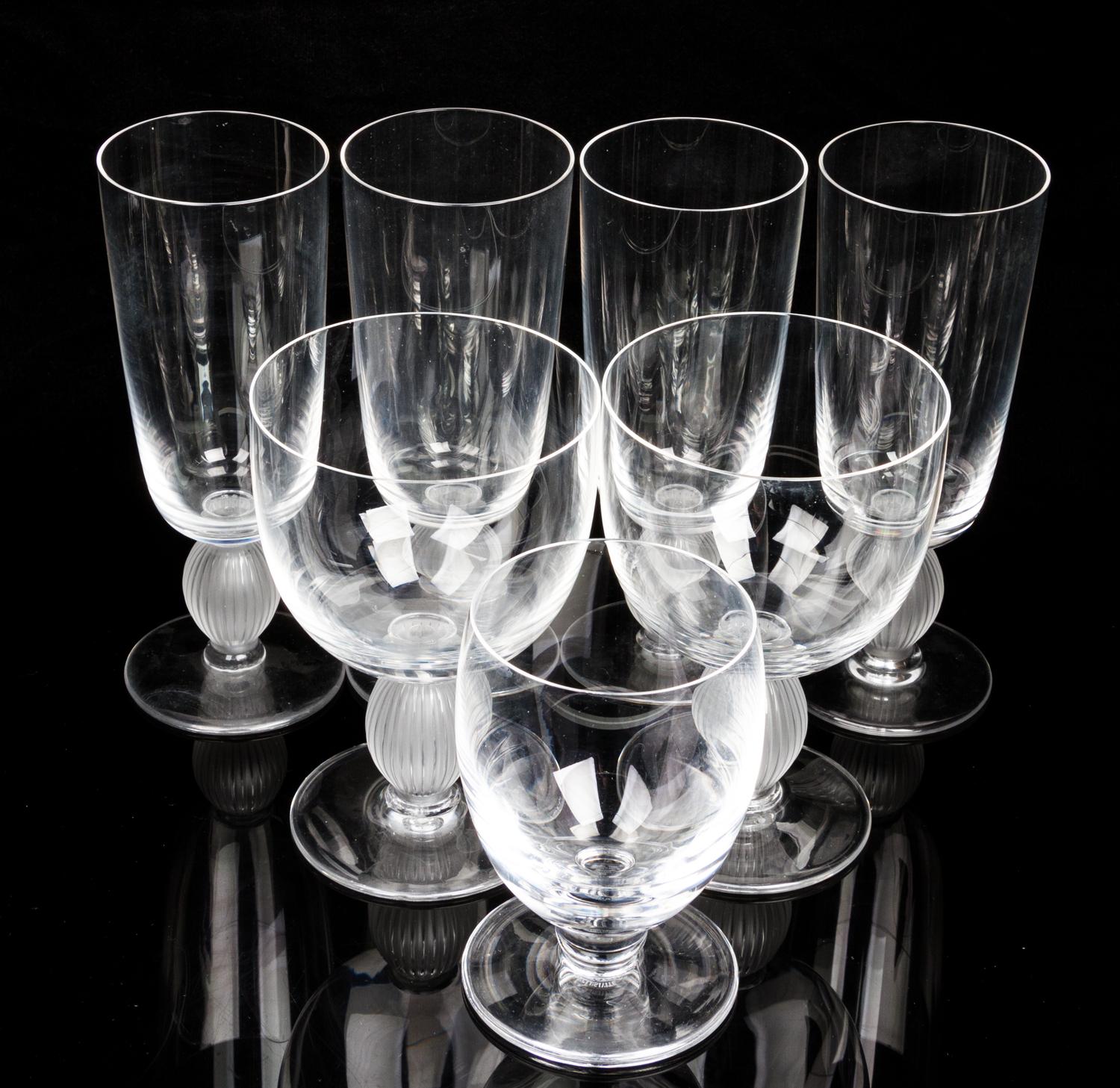 A Partial Set of Lalique Stemware Height of the tallest 6 3/8 inches — SECOND HALF 20TH CENTURY