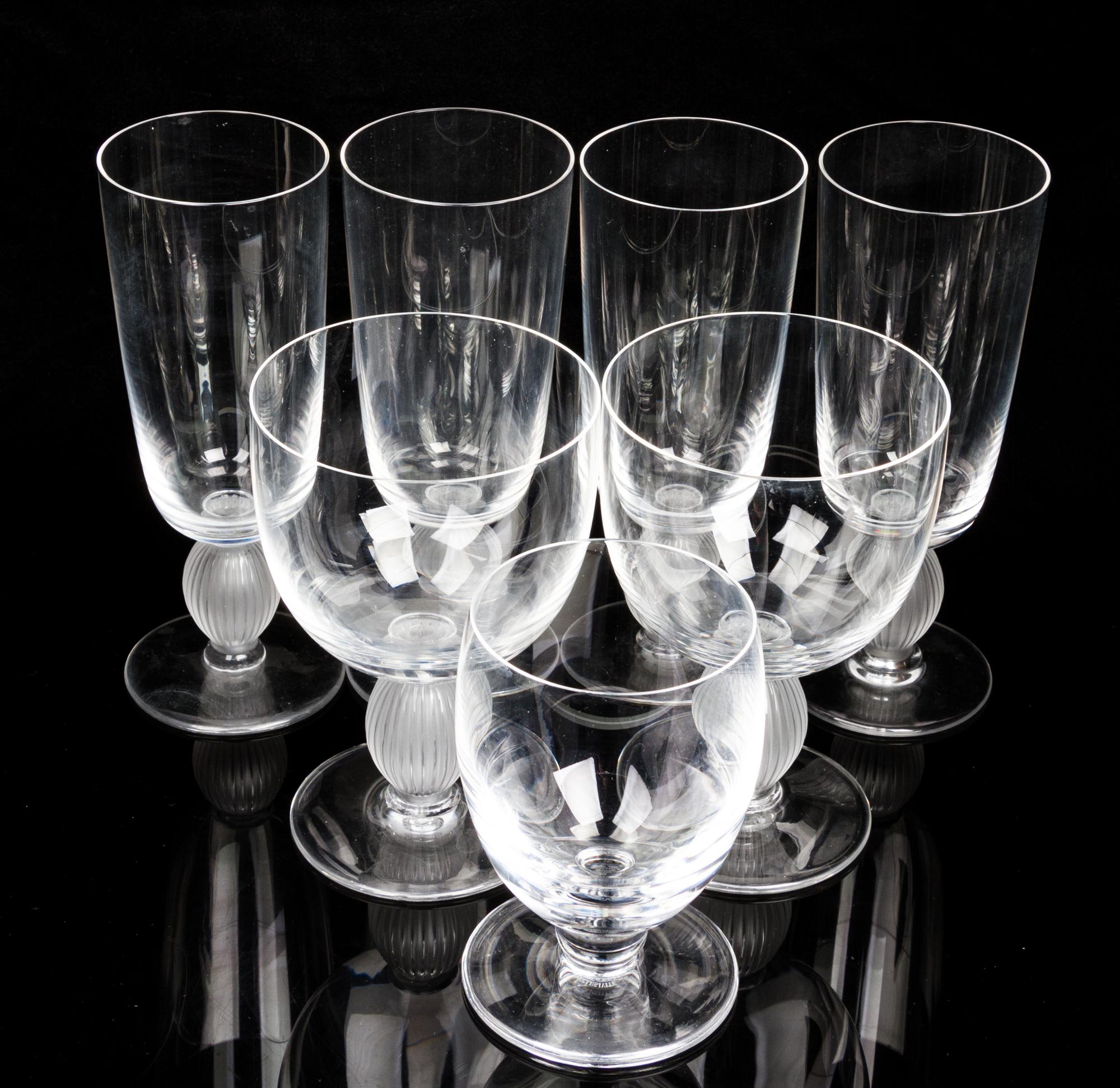 A Partial Set of Lalique Stemware Height of the tallest 6 3/8 inches — SECOND HALF 20TH CENTURY
