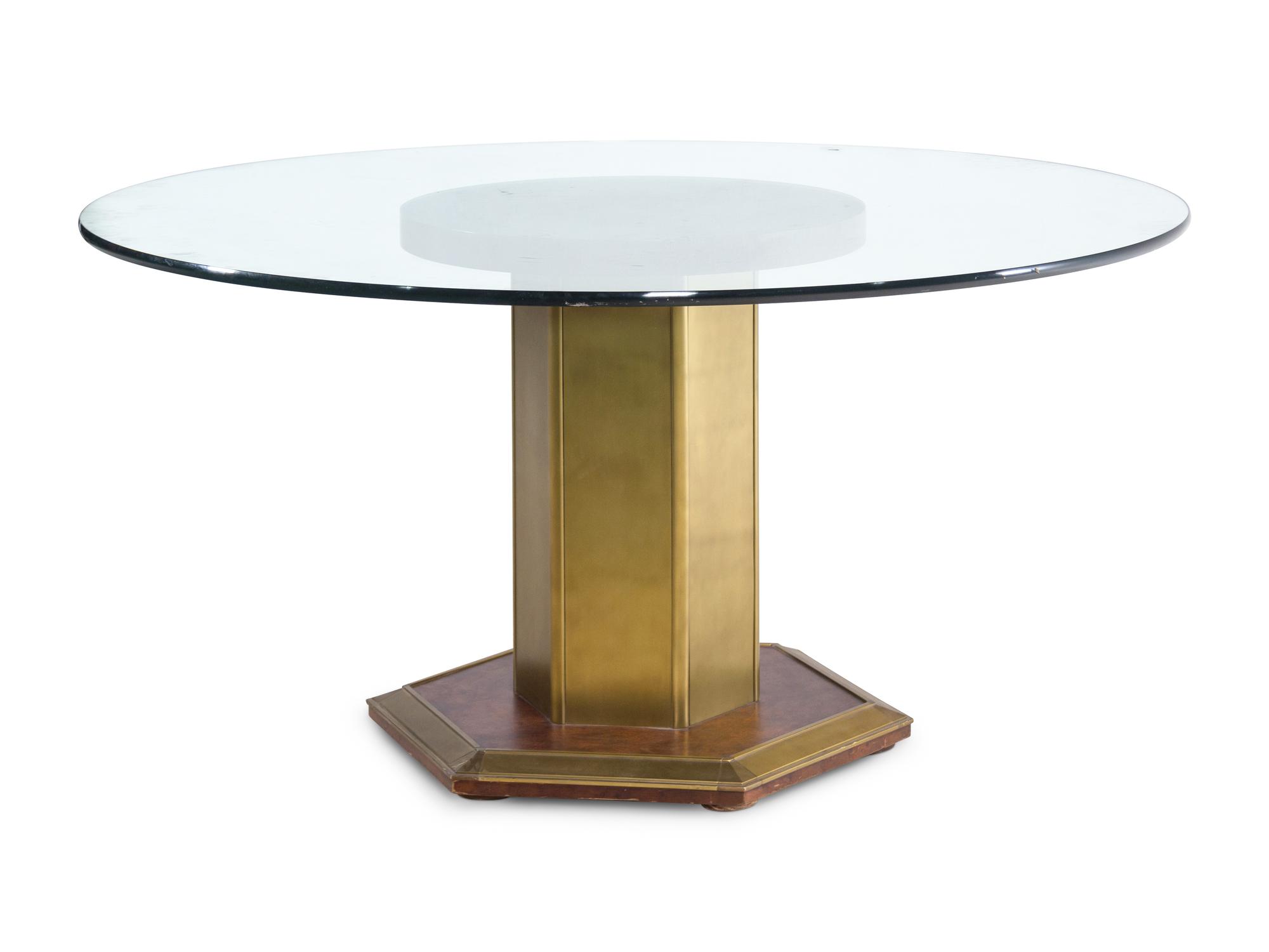 A Modernist Brass Pedestal Dining Table