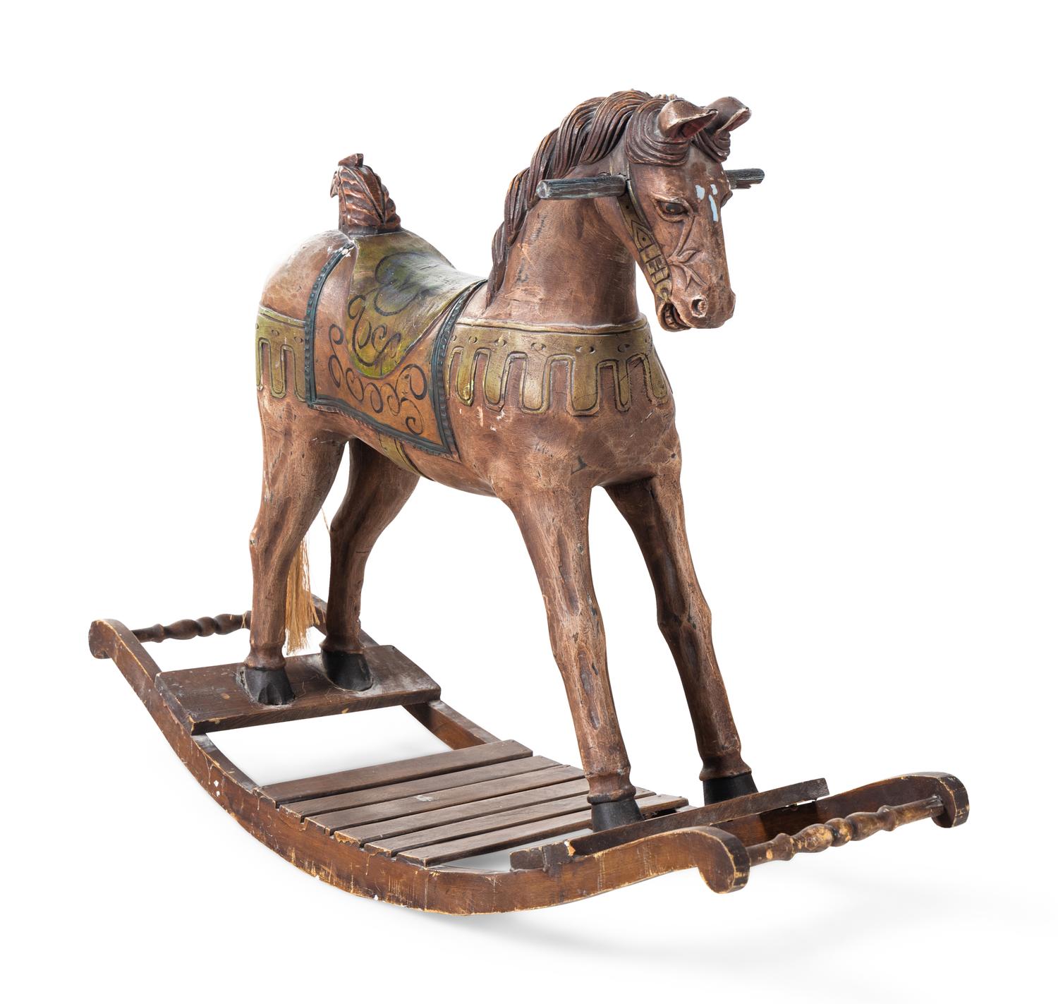 A Painted Wood Rocking Horse
