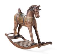A Painted Wood Rocking Horse