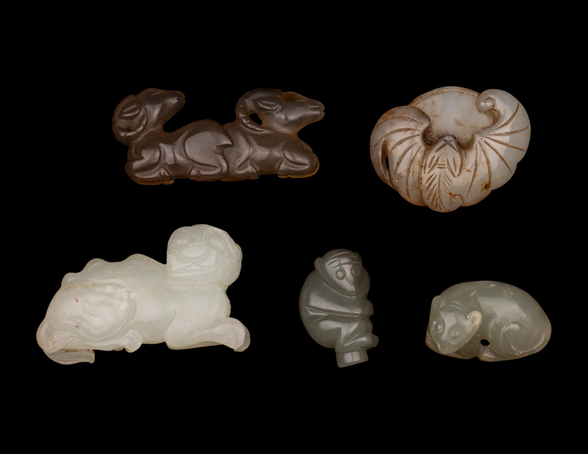 Five Chinese Miniature Jade and Hardstone Figures of Animals