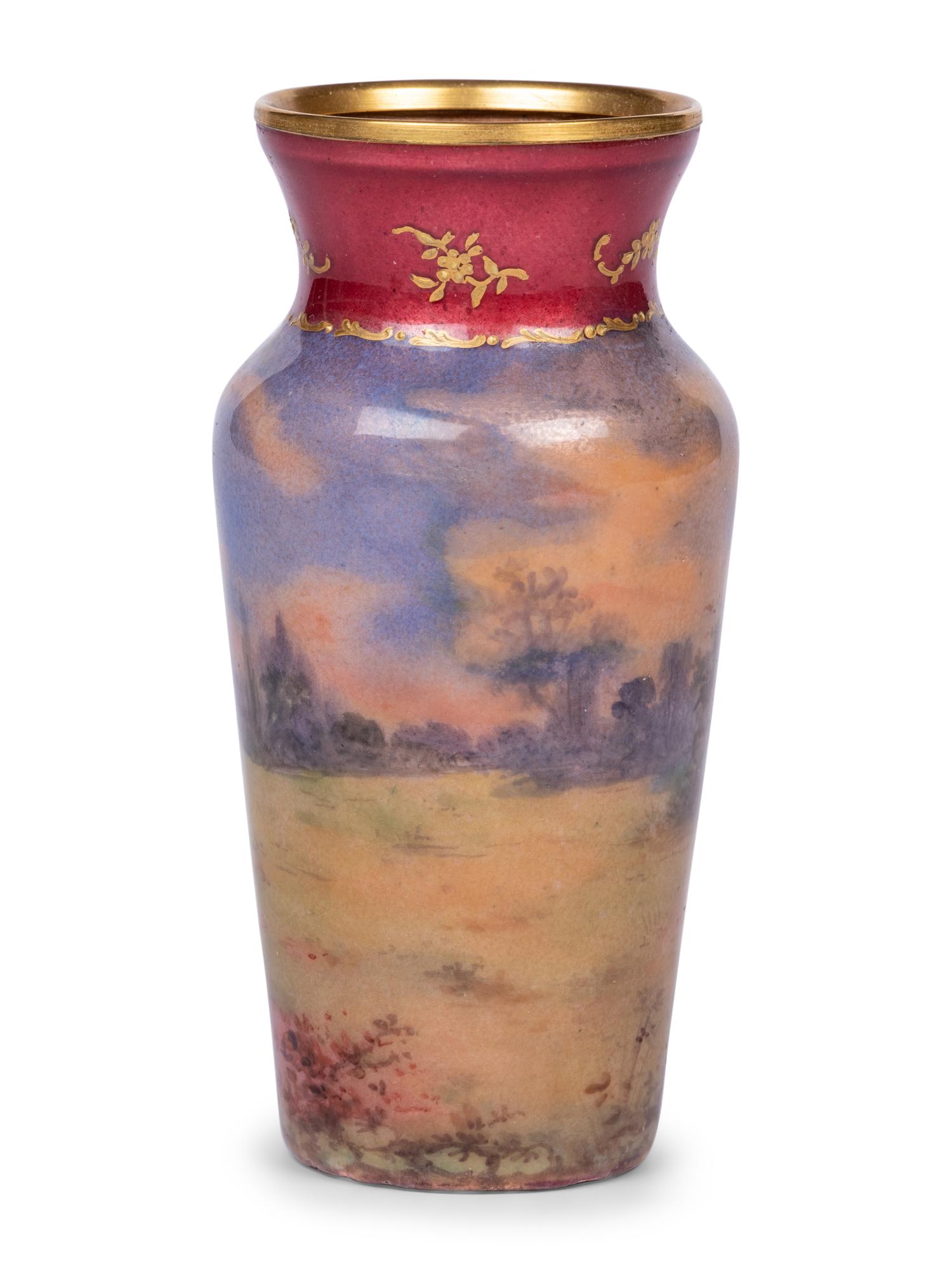 A French Enameled Metal Cabinet Vase