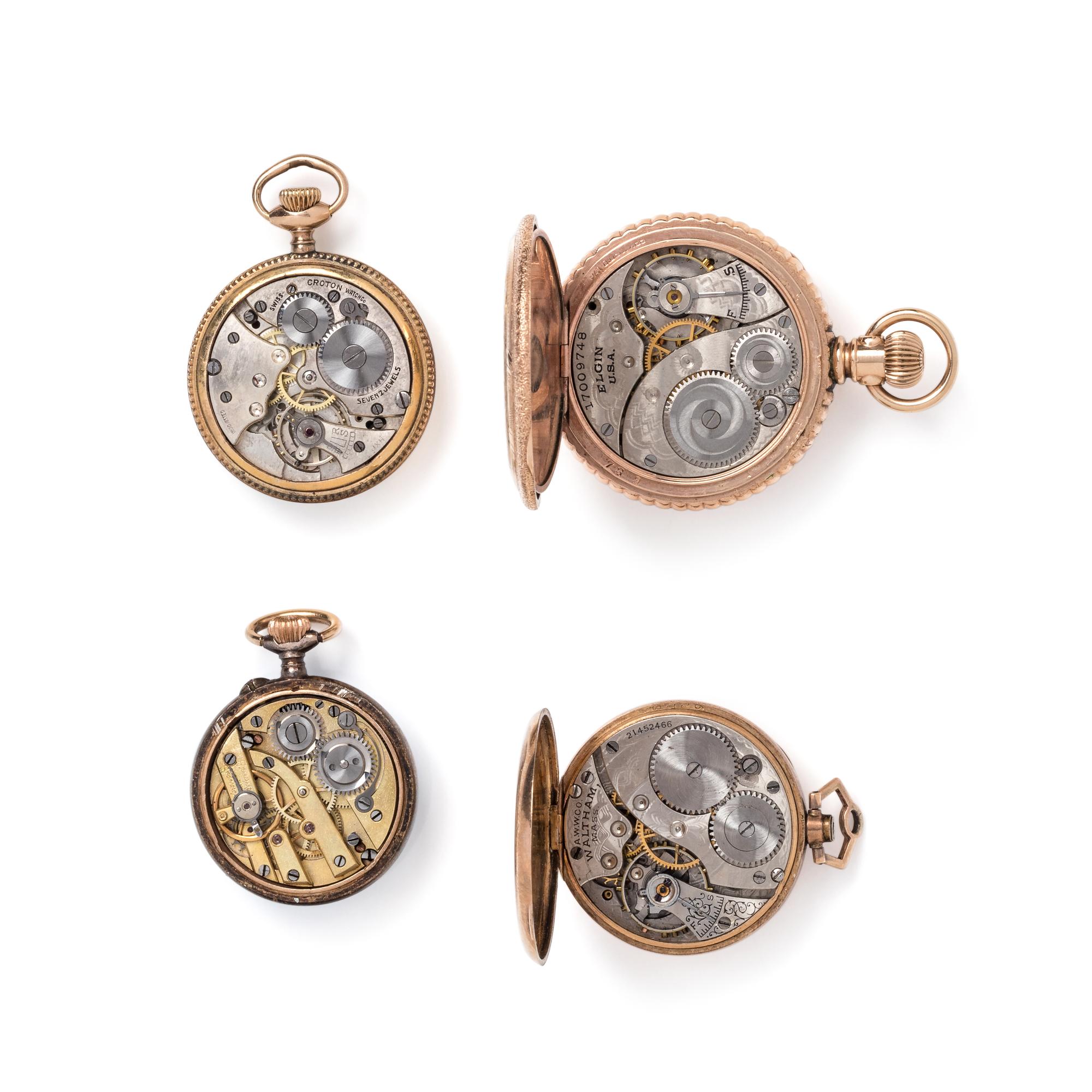 COLLECTION OF OPEN FACE POCKET WATCHES