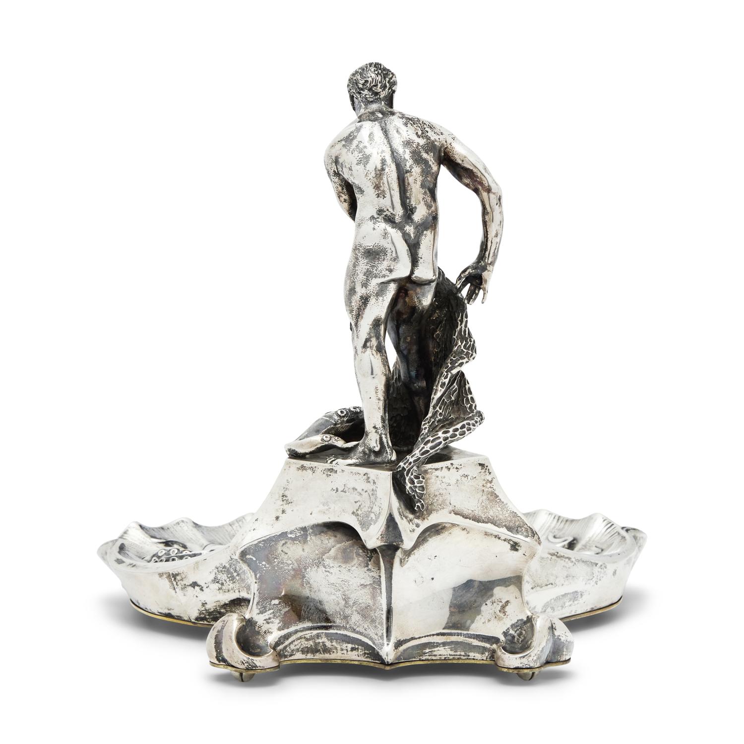 A German Enameled Silver Figural Inkwell