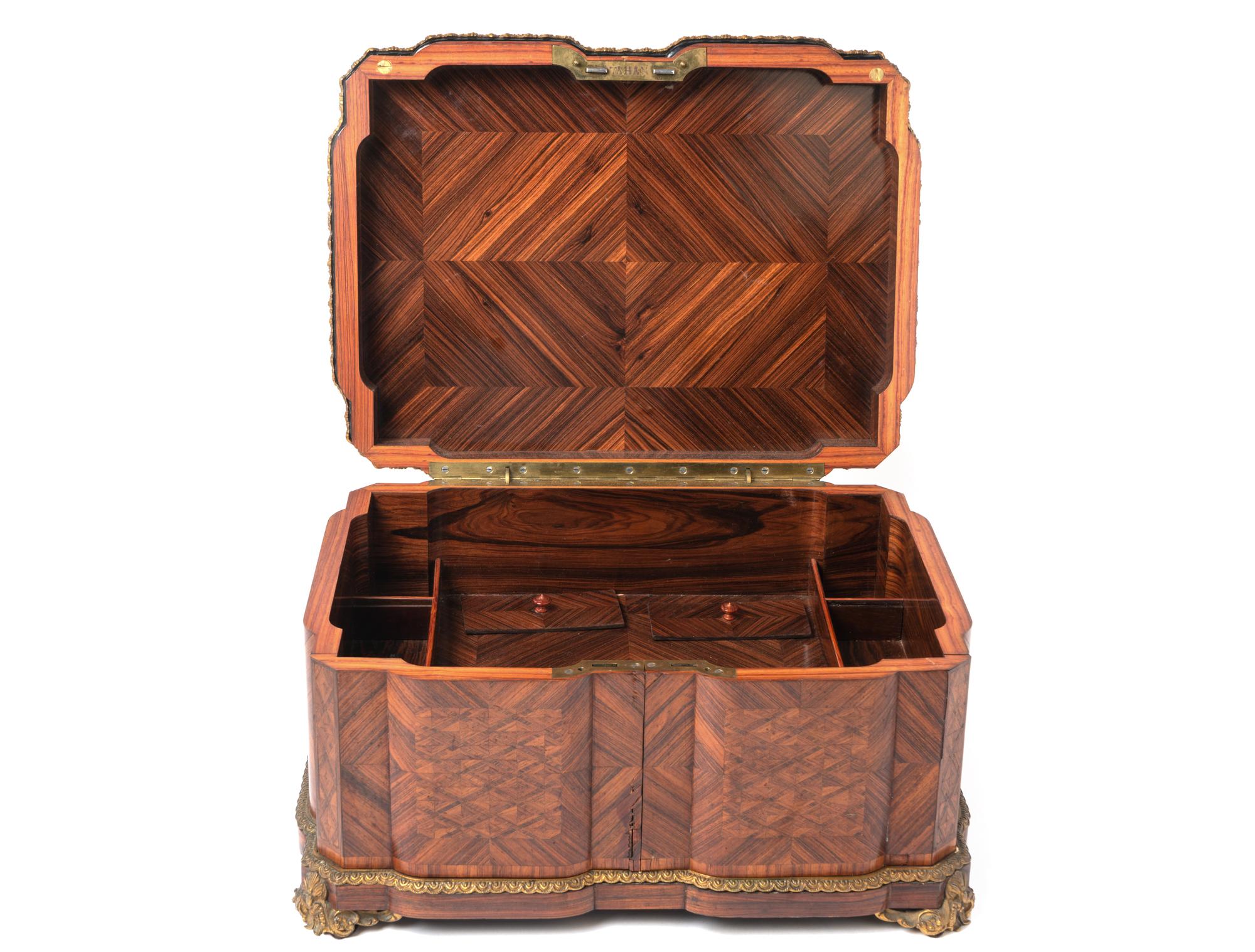 A French Gilt Bronze Mounted Parquetry Writing Cabinet