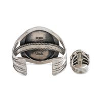 Matching Heavy Sterling Silver and Turquoise Cuff Bracelet AND Ring Set