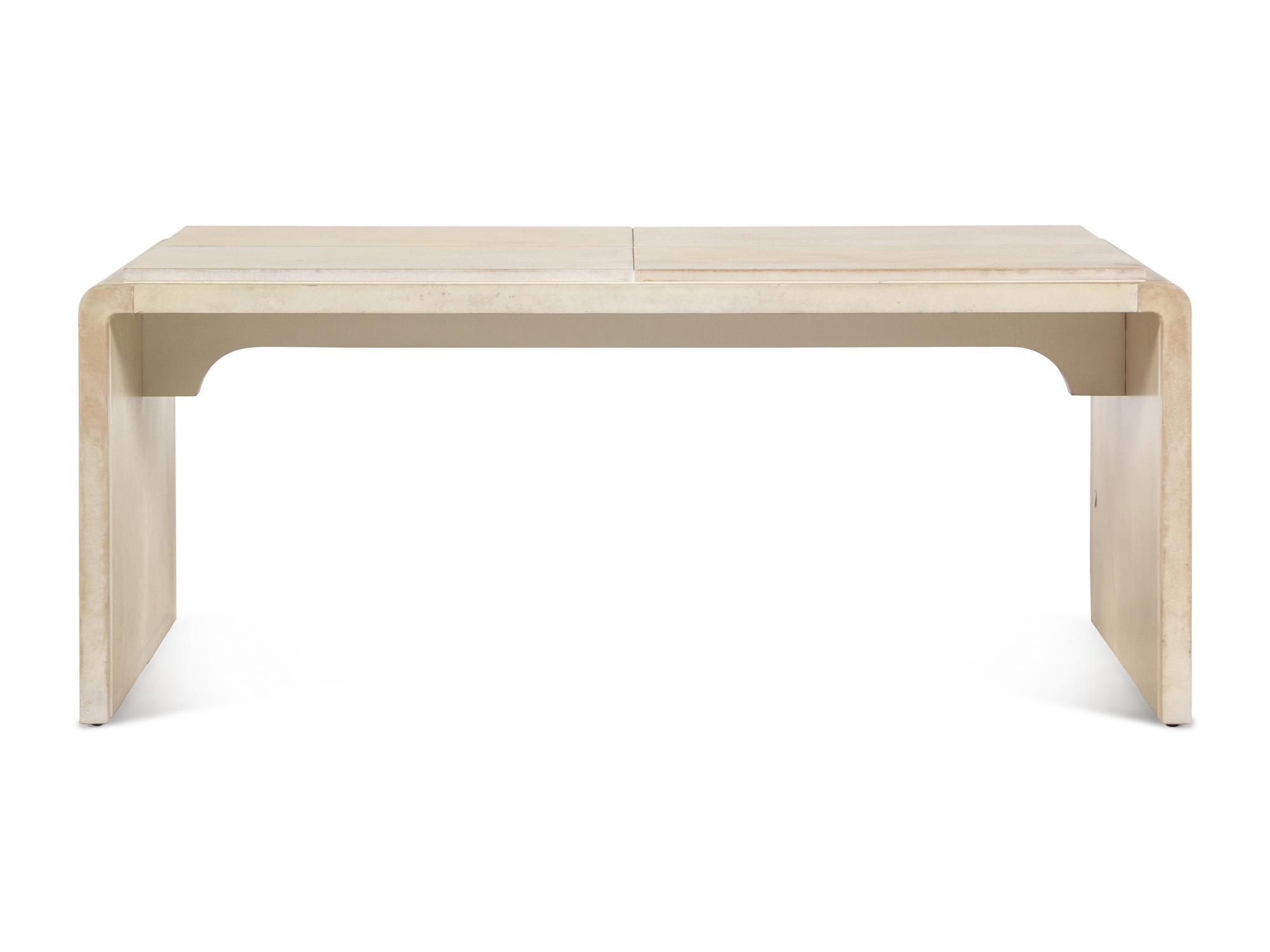 A Lacquered Goatskin-Veneered "Waterfall" Low Table